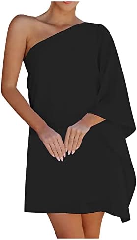 Elbiseler Kadınlar için 2023 Zarif, Soğuk Omuz Kollu Kokteyl Kadın Bahar Tunik Klasik Gecelik İnce Çift