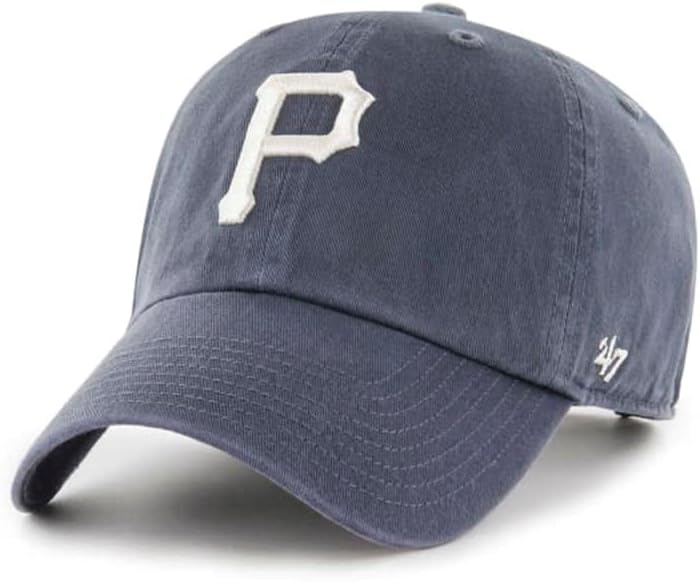 '47 Pittsburgh Pirates Mens Womens Temizlemek Ayarlanabilir Strapback Vintage Donanma Şapka Beyaz Logo ile