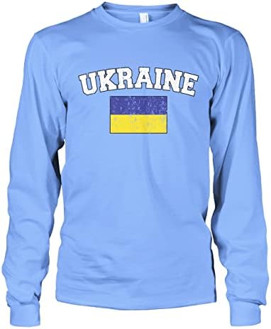 Cybertela erkek Soluk Sıkıntılı Ukrayna Ukrayna Bayrağı uzun kollu tişört
