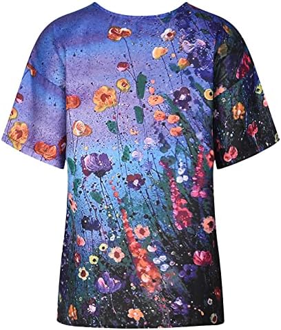 Kadın Kısa Kollu Çiçek Grafik Prenses Tanrıça Flowy Gevşek Fit Rahat Fit Bluz T Shirt Tee Kızlar için UM