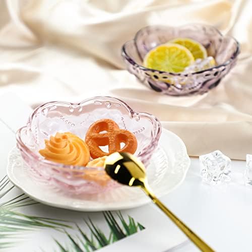 CHOOLD Vintage Romantik Cam Sakura Şekli Kalp Kabartmalı Tatlı Kase Dondurma Kase Çanak Kase Önemsememek Kase salata