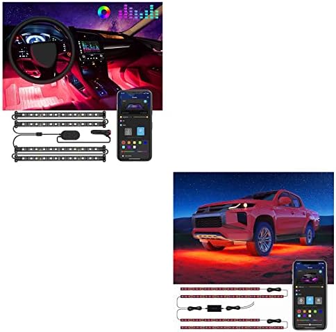 Govee RGB dış araba ışıkları, App kontrolü, müzik modu ile Govee RGB iç araba ışıkları paketi