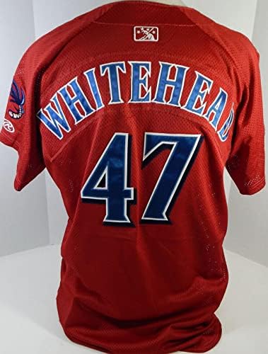 2015 Clearwater Harmanları David Whitehead 47 Oyun Kullanılmış Kırmızı Forma 100 C Yama 8-Oyun Kullanılmış MLB Formaları