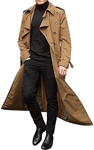 Ymosrh Erkek Mont ve Ceketler Artı Boyutu Lüks Tam Boy Trençkot Uzun Yün Palto Kış Moda Ceketler