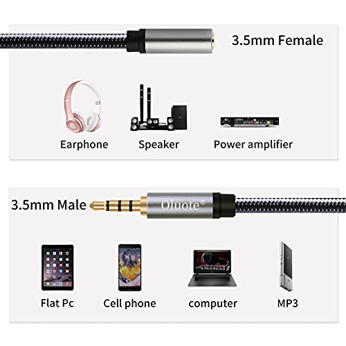 Oluote 3.5 mm Kulaklık Uzatma Kablosu, TRRS 3.5 mm Erkek Kadın Ses Stereo Kablosu Yardımcı HiFi Kablosu, Akıllı Telefon,