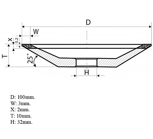 Dia. 4 (100mm.) delik 1.26 (32mm.) tipi: 12R4 Çanak Aşındırıcı elmas taşlama tekerleği için Karbür Diş, Dairesel Testere