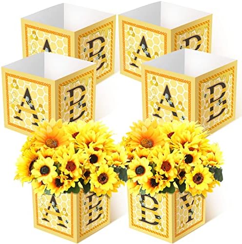6 Pcs Bal Bebek Duş Parti Süslemeleri Bebek Çiçek Kutuları Centerpiece Bal Masa Ekran ile Mektuplar Cinsiyet Reveal