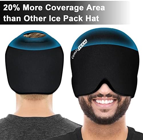 Kabarık Gözler için Baş Ağrısı ve Göz Buz Torbası maskesi için ComfiTECH Migren Giderici Şapka
