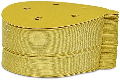 BHA 5 İnç 5 Delik Altın Kabuğu ve Çubuk Yapıştırıcı Destekli PSA Zımpara Diskleri Sekmeler - 100 Paket (120 Grit)