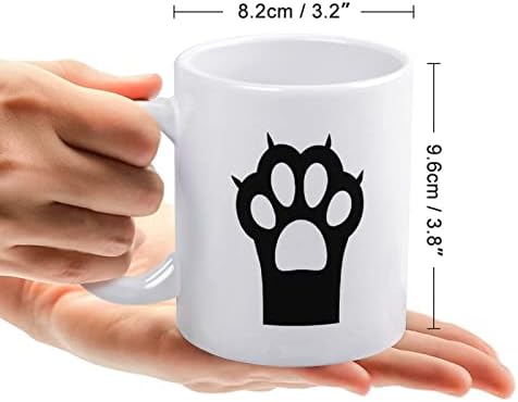 Büyük Siyah Kedi Pençe Baskı Kupa kahve bardağı Seramik çay bardağı Komik Hediye Ofis Ev için Kadın Erkek 11 Oz