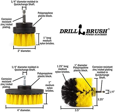 Drillbrush 5 Parça Paketi-Nihai Ev Temizlik Setini yapmak için 3 Parçalı Banyo setimize 2 inçlik Düz Bir Fırça ve