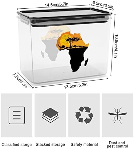Afrika Hayvanlar Üzerinde Afrika Haritası saklama kutusu Plastik Gıda Organizatör Konteyner Kutuları kapaklı Mutfak