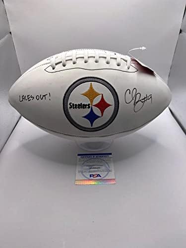CHRİS BOSWEL Pİttsburgh Steelers İmzalı Futbol PSA COA BAĞCIKLARINI İmzaladı-İmzalı Futbol Topları