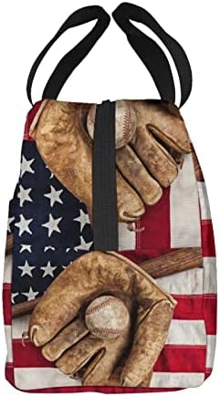 KIYIYZER Beyzbol Amerikan Bayrağı Öğle Yemeği Çantası Taşınabilir Yalıtımlı Termal yemek taşıma çantası Kutusu Kullanımlık
