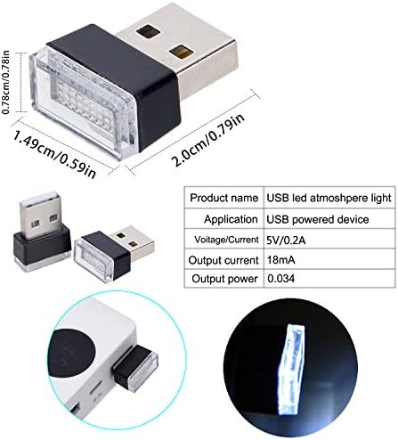 Febrytold 4 Adet Beyaz USB Araç İç Atmosfer Lambaları, Araba Dekorasyon için evrensel Mini Led USB ışıkları, aydınlatma
