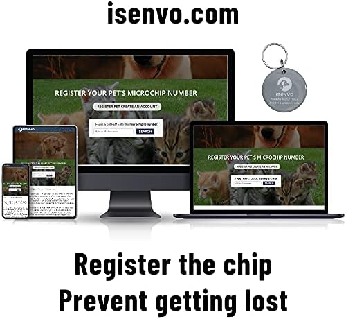 İçinde Mikroçip bulunan ISENVO Evcil Hayvan Kimlik Etiketi, Hafif Köpek ve Kedi Kimlik Etiketi, Ücretsiz Kayıt ve