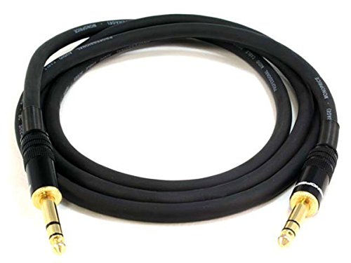 Monoprice 1/4 inç TRS Erkek-Erkek Kablo-6 Fit-Siyah, 16AWG, Altın Kaplama-Premier Serisi