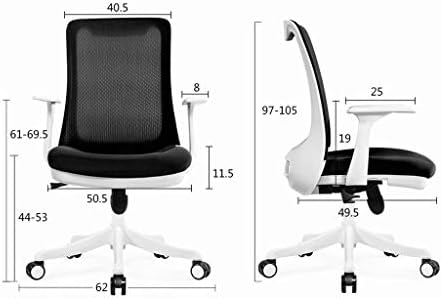 Ygqbgy ofis koltuğu-Beyaz Döner Kumaş Ev Ofis büro sandalyesi Kolları ve Ayarlanabilir Yükseklik için Uygun (Renk: