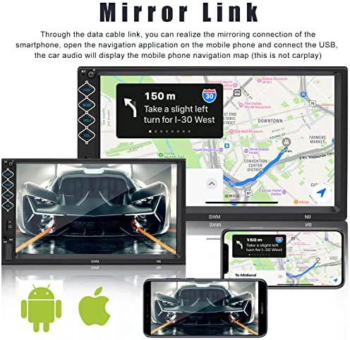 7 İnç Araba Stereo Çift Din Bluetooth 5.1, Araba Radyo Dokunmatik Ekran FM Radyo, yedekleme Kamera / Destek Ayna Bağlantı