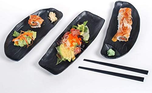 Hinomaru Koleksiyonu 5 Parça suşi Seti Mat Siyah Melamin suşi tabağı Servis Tepsisi Çubuklarını Suşi yemek takımı