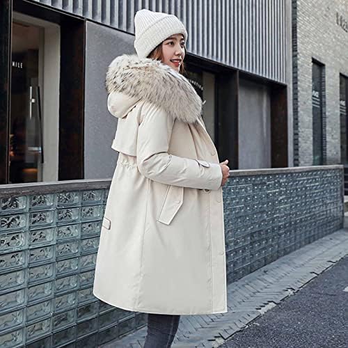 COKUERA kadın Moda Sonbahar Kış sıcak tutan kaban Şık Rahat Slim Fit Uzunluk Kalınlaşma Pamuk Rahat Ceket Dış Giyim
