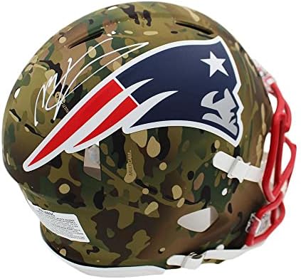 Mac Jones İmzalı New England Patriots Speed Otantik Camo NFL Kask İmzalı Kolej Kaskları