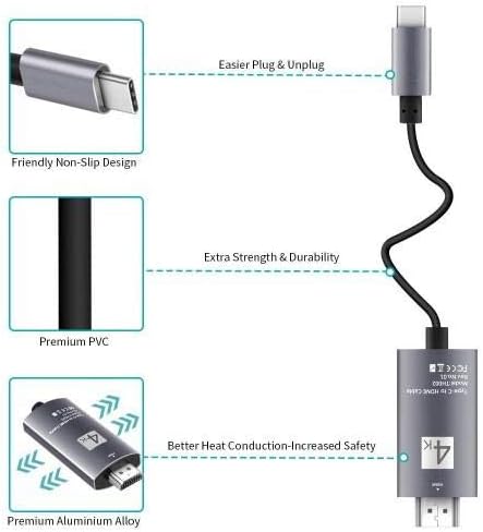 Samsung Notebook 9 Pro 15 (NP940X5M) ile Uyumlu BoxWave Kablosu-SmartDisplay Kablosu-USB Tip-C'den Hdmı'ya (6 ft),