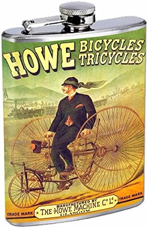 Mükemmellik Tarzı Paslanmaz Çelik Şişe 8 oz Vintage Poster D - 150 Howe Bisikletler Üç Tekerlekli Bisikletler Howe