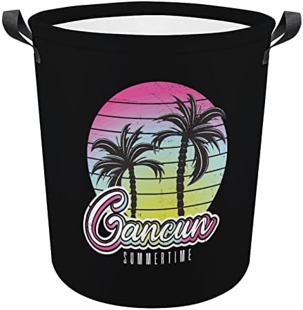Cancun Yaz Vintage Palmiye Ağacı Katlanabilir çamaşır sepeti Çamaşır Sepeti Kolları ile Çamaşır Kutusu Kirli Giysiler