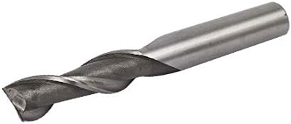 X-DREE HSSAL 2 Flüt Spiral Bit Düz matkap delik parmak freze çakısı 95mm Uzunluk Gümüş Gri(HSSAL 2 Flüt Spiral Broca