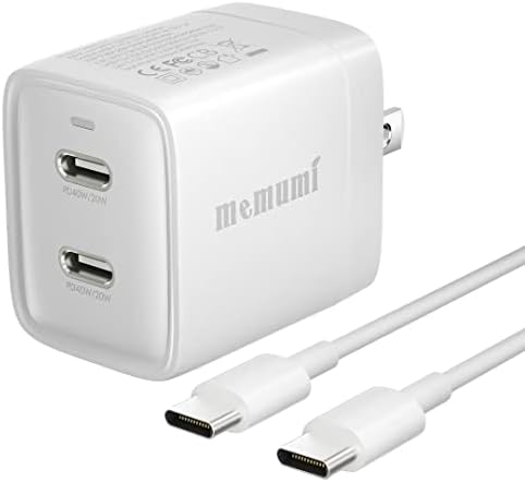 USB C Şarj Cihazı 40W, memumi Hızlı Şarj Cihazı Çift Bağlantı Noktalı Tip C GaN Duvar Şarj Cihazı Katlanabilir Fiş