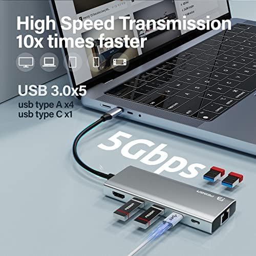 Dizüstü bilgisayarlar için USB-C Hub, Ethernet ve HDMI özellikli 11'i 1 arada USB c hub, USB hub USB c Bilgisayar