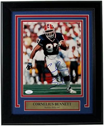 Cornelius Bennett Buffalo Bills İmzalı / İmzalı 8x10 Fotoğraf Çerçeveli JSA 161162-İmzalı NFL Fotoğrafları