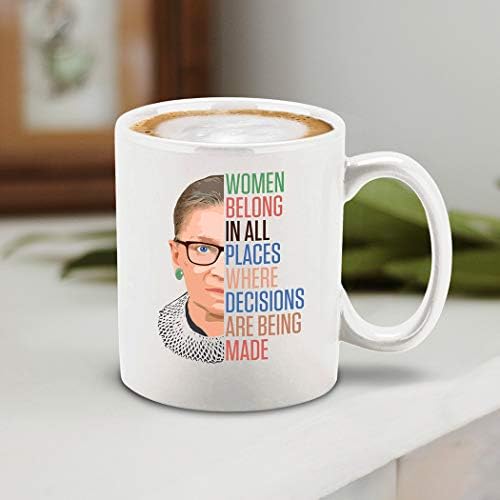 shop4ever Kadınlar Kararların Alındığı Her Yere Aittir Seramik Kahve Kupa çay bardağı RGB Hediye Ruth Bader Ginsburg