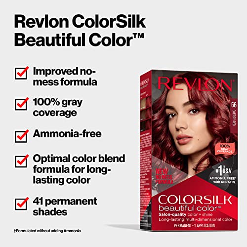 Revlon'dan Kalıcı Saç Rengi, Kalıcı Kahverengi Saç Boyası, %100 Gri Kaplamalı Colorsilk, Amonyak İçermeyen, Keratin
