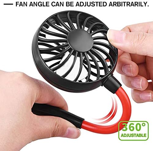 DULPLAY 360 ° Ayar USB Taşınabilir Fan, Eller Serbest Boyun Fanı, Asılı Şarj Edilebilir Mini Spor Hayranları, 3 Dişliler
