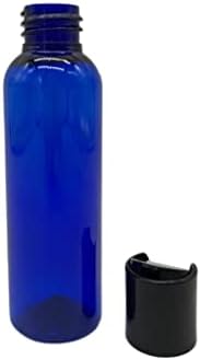 2 oz Mavi Cosmo Plastik Şişeler -12 Paket Boş Şişe Doldurulabilir-BPA İçermez-Uçucu Yağlar-Aromaterapi / Siyah Pres