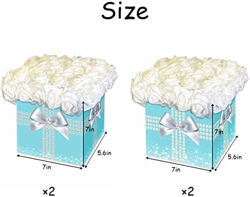 Fangleland 4 PCS Teal Mavi Doğum Günü Süslemeleri, Turkuaz Gelin Duş Centerpieces için Tabloları-Doğum Günü Çiçek