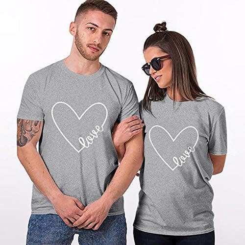 Tişörtleri Gömlek Erkekler için, 2023 sevgililer Günü T-Shirt Sevimli Mektup Baskı Yaz Tee Üstleri Gevşek Rahat Kısa