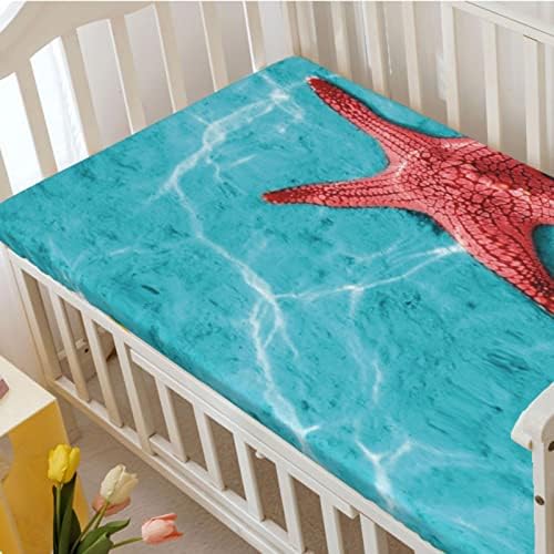 Denizyıldızı Temalı Gömme Mini çocuk çarşafları, Taşınabilir Mini çocuk çarşafları bebek yatağı Yatak Çarşafları -