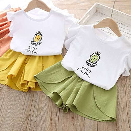 Ikevan Kızlar Kıyafetler Toddler Bebek Kız Çocuk Mektup Baskılı T Gömlek Tops T Gömlek + Şort Kıyafetler Set (18M-5Y)