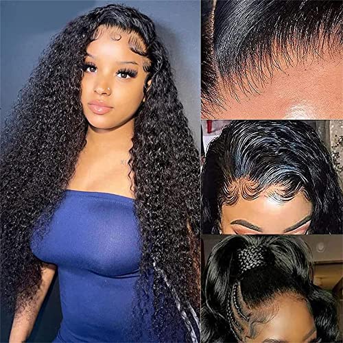 Afola saç dantel ön peruk s insan saçı kıvırcık dantel ön peruk bebek saçı Siyah Kadınlar için kıvırcık peruk 13x4