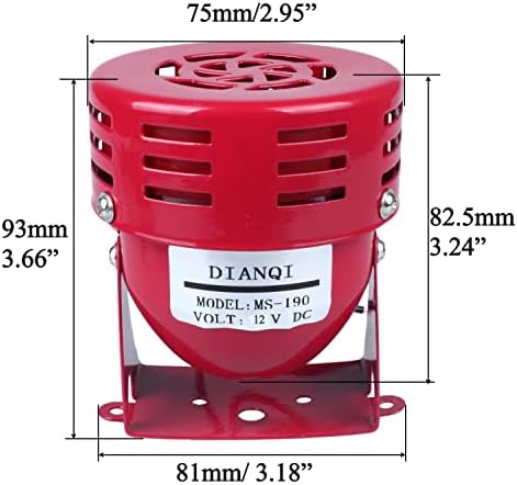 DIANQI DC12V, 110dB Kırmızı Mini Elektrikli Motor alarmı, Motor Sireni, Zil Sesi Alarm Zili Korna, küçük vinç, hafif