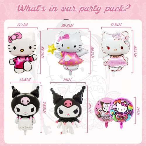 9 ADET Kitty Doğum Günü Süslemeleri Kitty Parti Malzemeleri Desen Balonlar Karikatür Tema Doğum Günü Partisi Malzemeleri