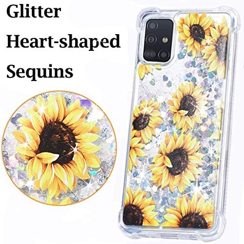 FLOCUTE Galaxy A51 Kılıf, Galaxy A51 Glitter Çiçek Kılıf Temizle Çiçek Bling Sparkle Yüzer Sıvı Yumuşak TPU Yastık