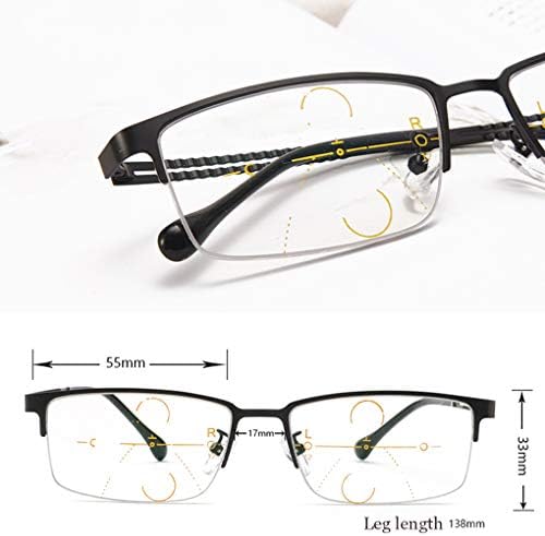Ilerici Multifokal okuma gözlüğü, Multifokal Asferik Yüzey Lens, Metal Çerçeve Akıllı Zoom Yakın ve Uzak Çift kullanımlı