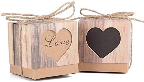 AOSUAI 50 pcs Dekorasyon şeker kutusu Kağıt Kutuları Hediye Kutusu Rustik ve Dantel Kraft Favor şeritli kutu Düğün