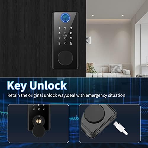 Cilee Akıllı Parmak İzi Kapı Kilidi, Bluetooth APP Anahtarsız Giriş Kapı Kilidi,Tuş Takımı ile Elektronik Sürgü Kapı