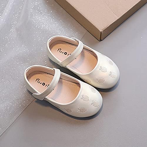 Kızlar düşük topuk ayakkabı çilek PU ayakkabı rahat ayakkabılar yürümeye başlayan çocuk ayakkabı boyutu (bej, 4-4.