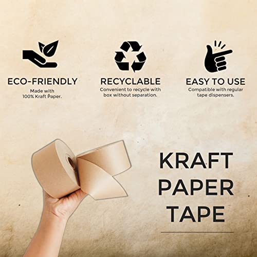 Eco Primal Kahverengi Kraft Kağıt Ambalaj Bandı (6'lı Paket) - Güçlü Yapışma Özelliğine Sahip Su Geçirmez Nakliye